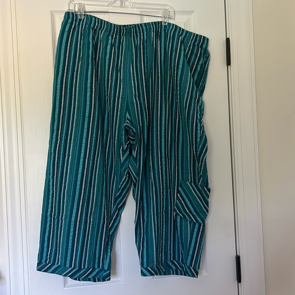 🩵Liz & Me Blue Striped 3X Capris🩵